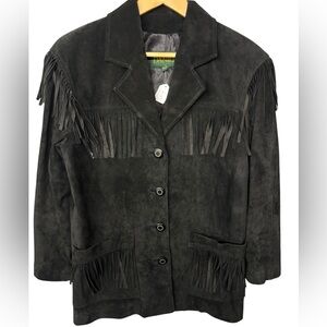 Danier Women's Black Suede Fringe Blazer